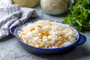 Japanese food, Corn rice in a rice bowl