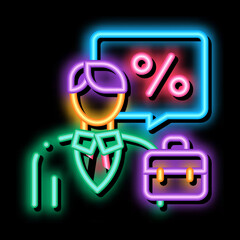 realtor for profit interest neon light sign vector. Glowing bright icon realtor for profit interest sign. transparent symbol illustration
