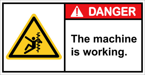 Be careful of the arm being hit by the blade.,Danger sign