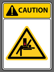 Beware of impact products Do not stand in the way of placing products.,Caution Sign