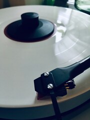 record player playing white vinyl