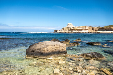 Fototapeta premium beach of rocks, sand and turquoise waters