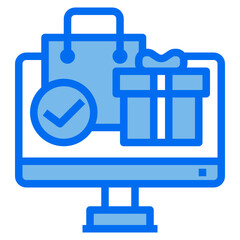 shopping blue line icon