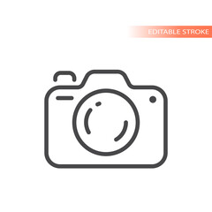 Photo camera simple line vector icon. Outline, editable stroke.