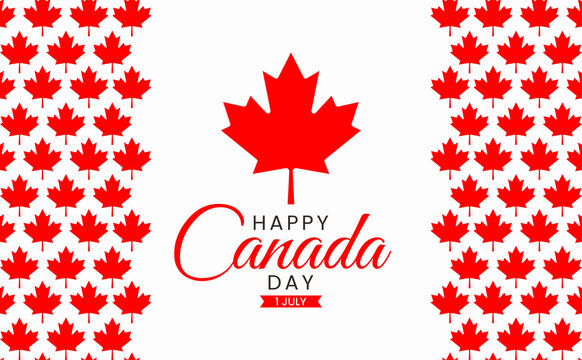 vector background design of happy canada day with minimalist and modern maple pattern. for decoration, banner, advertising, website, poster, background, card, campaign, brochure, and many more.