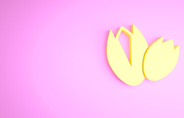 Yellow Pistachio nuts icon isolated on pink background. Minimalism concept. 3d illustration 3D render