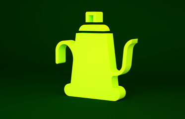 Yellow Watering can icon isolated on green background. Irrigation symbol. Minimalism concept. 3d illustration 3D render