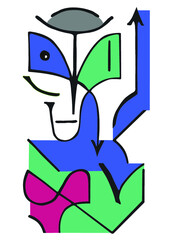 Man. abstraction. Paintings in the cubic style