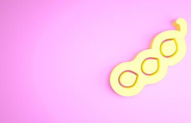 Yellow Green peas icon isolated on pink background. Minimalism concept. 3d illustration 3D render