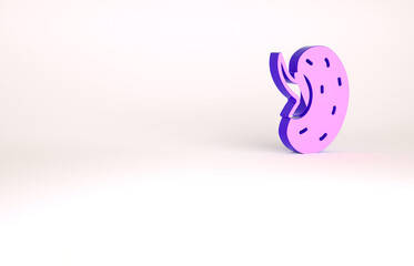 Purple Seeds of a specific plant icon isolated on white background. Minimalism concept. 3d illustration 3D render