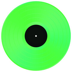 Retro green vinyl disk wiht black blank label Vector illustration