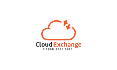 abstract cloud exchange logo design vector template