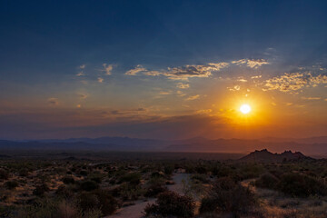 Sun Rising Over The Four Peaks Mountain Range In Arizona