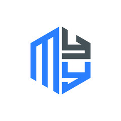 Fototapeta premium MYY logo MYY icon MYY vector MYY monogram MYY letter MYY minimalist MYY triangle MYY hexagon Unique modern flat abstract logo design 