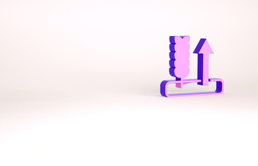 Purple Cereals set with rice, wheat, corn, oats, rye, barley icon isolated on white background. Ears of wheat bread symbols. Minimalism concept. 3d illustration 3D render