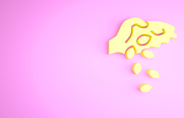 Yellow Seeds of a specific plant icon isolated on pink background. Minimalism concept. 3d illustration 3D render