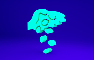 Green Seeds of a specific plant icon isolated on blue background. Minimalism concept. 3d illustration 3D render