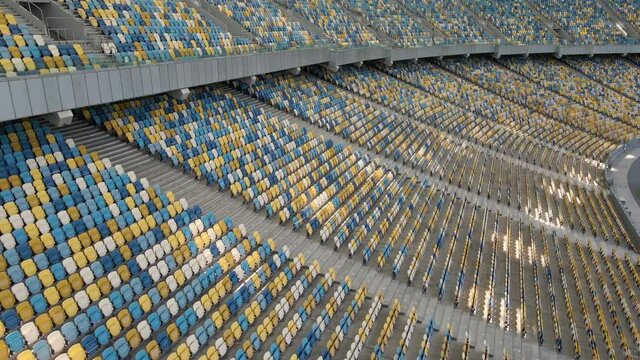 Empty rows of seats in a football stadium