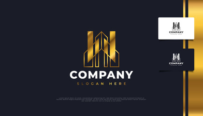 Luxury Gold Real Estate Logo Design. Construction, Architecture or Building Logo Design Template
