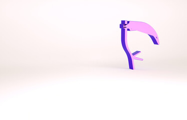 Purple Scythe icon isolated on white background. Happy Halloween party. Minimalism concept. 3d illustration 3D render