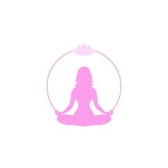 Women Yoga with lotus icon isolated on white background