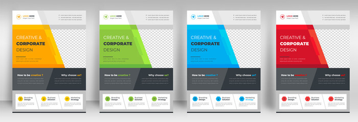 Corporate business flyer template design set with blue, yellow, red and light green color. digital marketing agency flyer, business marketing flyer set, digital marketing new flyer.