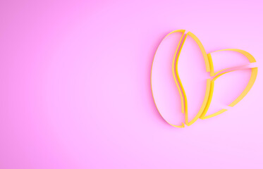 Yellow Coffee beans icon isolated on pink background. Minimalism concept. 3d illustration 3D render