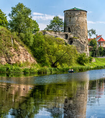Fototapeta na wymiar The Gremyachaya Tower was part of the system of defensive structures of the Okolny town of the Pskov Fortress, 