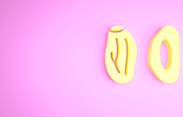 Yellow Date fruit icon isolated on pink background. Minimalism concept. 3d illustration 3D render