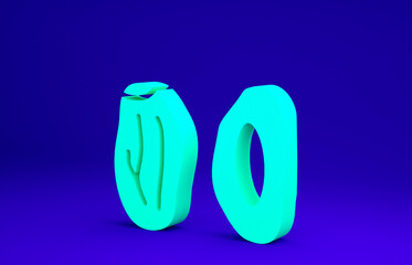 Green Date fruit icon isolated on blue background. Minimalism concept. 3d illustration 3D render