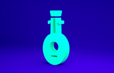 Green Musical instrument lute icon isolated on blue background. Arabic, Oriental, Greek music instrument. Minimalism concept. 3d illustration 3D render