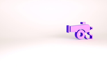 Purple Ramadan cannon icon isolated on white background. Minimalism concept. 3d illustration 3D render