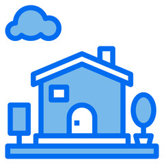 home blue line icon