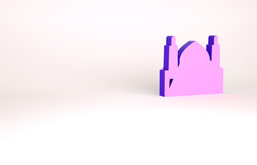Purple Muslim Mosque icon isolated on white background. Minimalism concept. 3d illustration 3D render