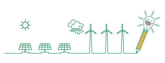 concepto de sustentabilidad, ahorro de energía, sostenibilidad, energía renovable, ecología, protección del medio ambiente - ilustración vectorial para banner y diseño. 