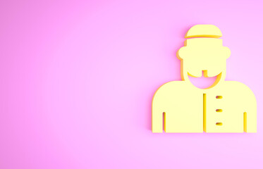 Yellow Muslim man icon isolated on pink background. Minimalism concept. 3d illustration 3D render