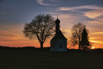 church in sunset