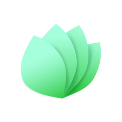 Green leaves logo with shadow. Eco symbol template for beauty salon, spa or cosmetics. Natural concept, organic brand style. Jpeg