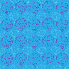 Fototapeta premium flower buds contour vector seamless pattern botanical illustration heads of flowers on a contrasting background