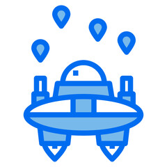 Spaceship blue line icon