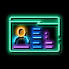 information folder about person neon light sign vector. Glowing bright icon information folder about person sign. transparent symbol illustration