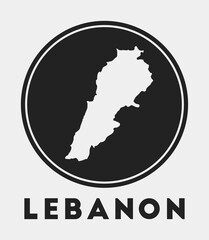 Lebanon icon. Round logo with country map and title. Stylish Lebanon badge with map. Vector illustration.