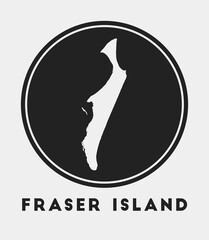 Fraser Island icon. Round logo with island map and title. Stylish Fraser Island badge with map. Vector illustration.