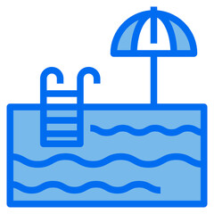 pool blue line icon