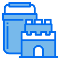 sand castle blue line icon