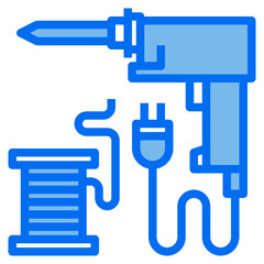 soldering iron kit blue line icon
