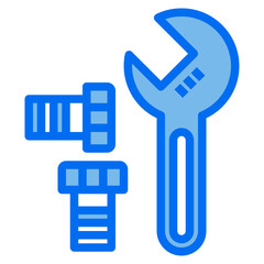 Spanner blue line icon