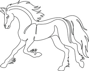 One line horse design silhouette. Hand drawn minimalism style vector illustration.