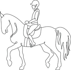 One line horse design silhouette. Hand drawn minimalism style vector illustration.