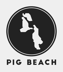 Pig Beach icon. Round logo with island map and title. Stylish Pig Beach badge with map. Vector illustration.